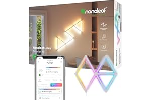 Nanoleaf Lines WiFi Smart RGBW 16M Color LED Dimmable Gaming and Home Decor Wall Lights Smarter Kit (60 Degree Smarter Kit (9 Lines))