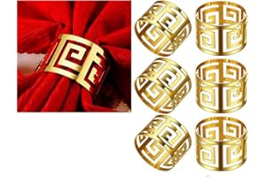JIEOU Napkin Ring,6 Pcs Metal Napkin Buckle Holder， for Christmas Party Family Gathering Dinner Wedding Table Decoration(Gold