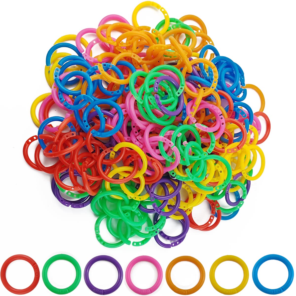 Photo 1 of TIHOOD 210PCS Plastic Binder Rings Plastic Loose Leaf Rings Multi-Color Plastic Book Rings Flexible for Cards, Document Stack and Swatches Organization School Home, or Office Use, 7 Colors (20 mm)
