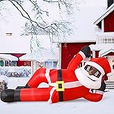 OurWarm 10FT Christmas Inflatables Outdoor Decorations, Giant Inflatable Black Santa Outdoor Inflatables, Christmas Blow Up Yard Decorations for Xmas Outside Lawn Yard Garden