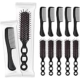 JoseHana Hair Brush and Comb Set, 50 Pcs Bulk for Homeless Individually Wrapped, Lightweight Hair Brush and Comb for Women Kids Hotel Travel (Black)