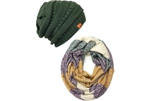 Wrapables womens Plaid Print Infinity Scarf and Beanie Hat Set