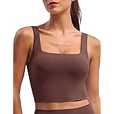 BAYDI Clouduxi Square Neck Sports Bras for Women - Padded Workout Tops with Built-in Bra U Back Gym Yoga Crop Tank Top