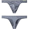JINSHI Men's Ice Silk Glossy G-String Thongs Sexy Wide Low Rise Underwear Male Athletic Thong T-Back For Men