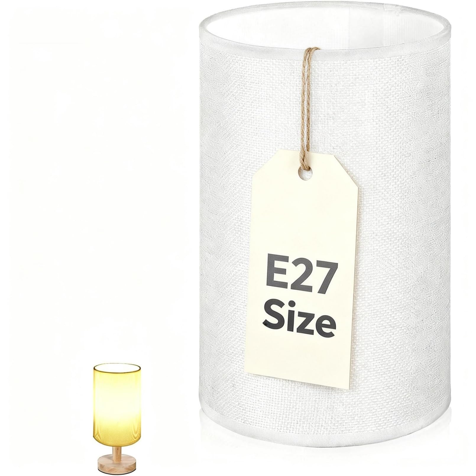 Hemobllo Round Lamp Shade E27 Cylinder Lamp Shades for Table Lamps Fabric Cover 5.1 Inch White Bedside Lighting Accessories