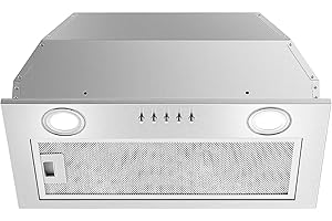 JOEAONZ Range Hood Insert 20 Inch Stainless Steel with 5-layer Mesh Filter, Hood Vent for Kitchen Built-in Mount Dual LED, Ducted/Ductless Convertible Kitchen Exhaust Fan, Push Button Control
