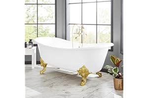 Signature Hardware 475987 Lena 59" Cast Iron Soaking Clawfoot Tub with Integrated Drain and Overflow
