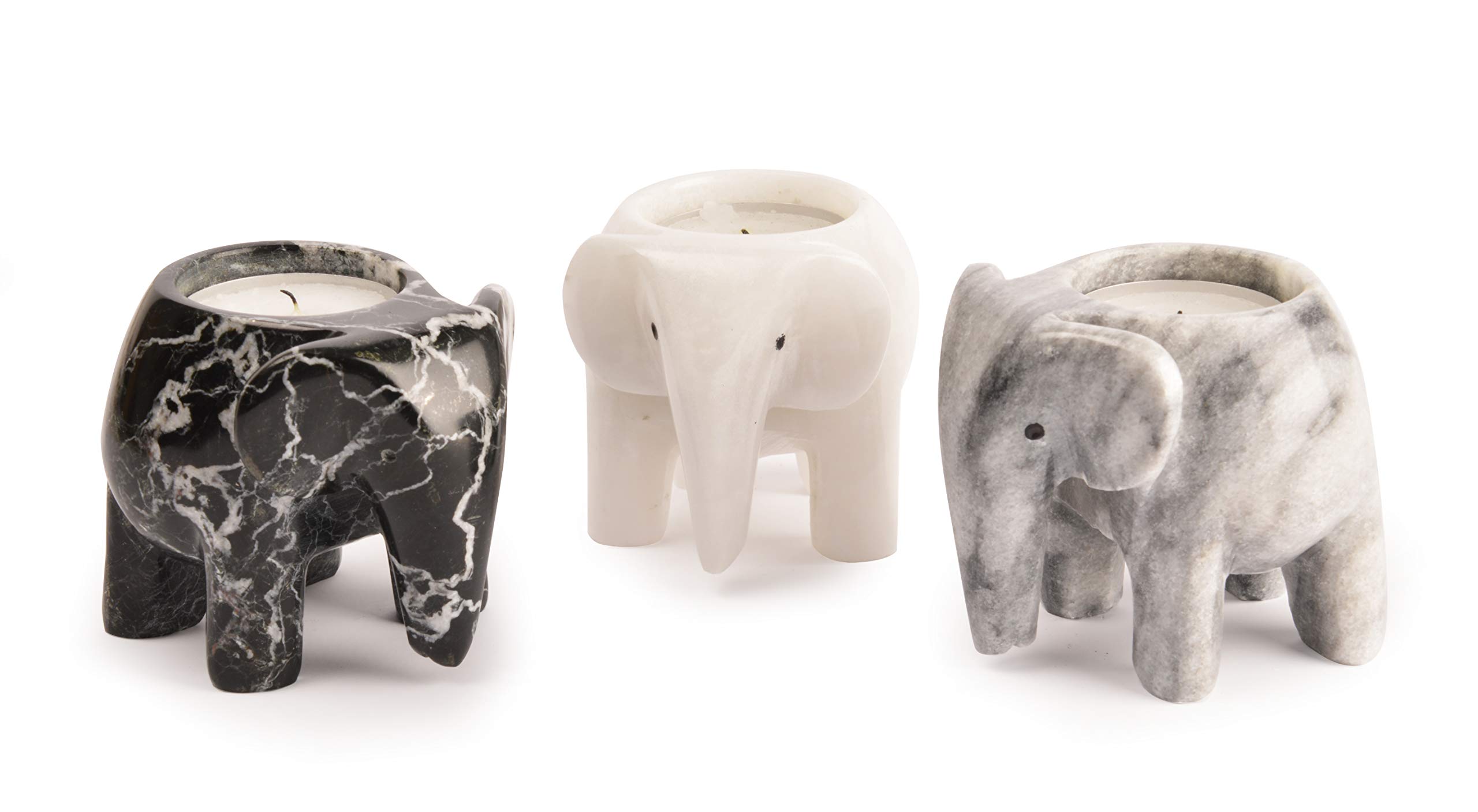Marble Elephant Tea Light Candle Holder Collection - Monochrome Collection