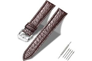 MOREANBELT Moran Quick Release Alligator Leather Watch Band Deployment Butterfly Buckle 18mm 19mm 20mm 22mm 24mm Replacement Genuine Crocodile Leather Loop SmartWatch Strap for Men Women
