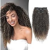 MORICHY Curly Clip In Hair Extensions 6pcs Natural Soft 3C 4A Kinky Curly Clip Ins Full Head for Women 100% Pure Protein Silk Natural Soft Hair Extensions