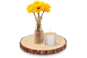 OPULANE Natural Wooden Tray 7-8 Inches Round Wooden Discs Decorative Wood Tray for Farmhouse Rustic Wedding Christmas Home Decor Kitchen Countertop Coffee Table Centerpieces Decorations