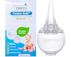 Innovo Hospital Grade Silicone Twister Bulb Baby Ear Syringe and Nasal Aspirator, Snot Sucker and Mucus Sucker, Nasal Bulb Ea