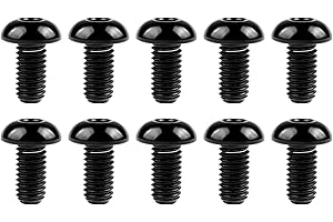 Wanyifa Titanium Ti Water Bottle Cage M5x8 10 12 15mm Bolt Button Head Allen Key Screws Pack of 10 (Black, M5x10mm)