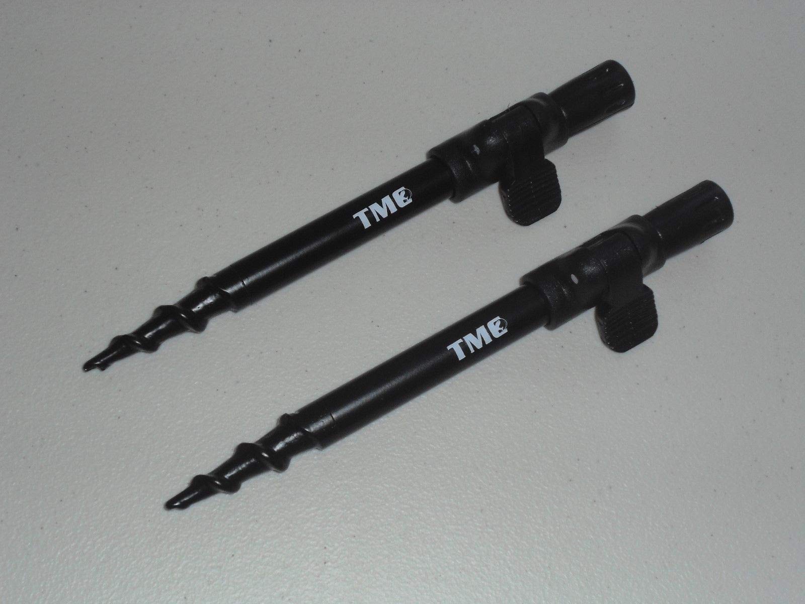 2 x Fishing Spiral Point Easy Screw Banksticks 15cm-25cm. 16mm Diameter, clamp