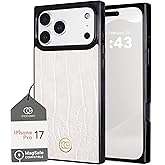 Cocomii Retangle Case for iPhone 17 Pro, Compatible with MagSafe, Ivory Crocodile Leather