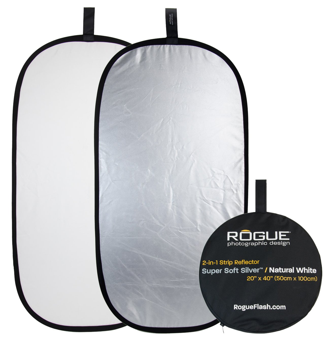 Rogue 20 x 40-Inch 2-in-1 Super Soft Collapsible Reflector - Silver/Natural White, ROGUE2040SW