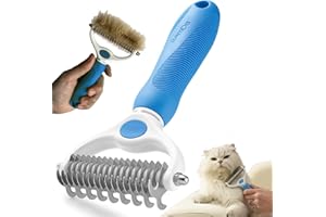 BomDa Pet Grooming Brush- Double Sided Dematting and Deshedding Undercoat Rake for Dogs and Cats- Safe Dog Shedding Brush, Blue1