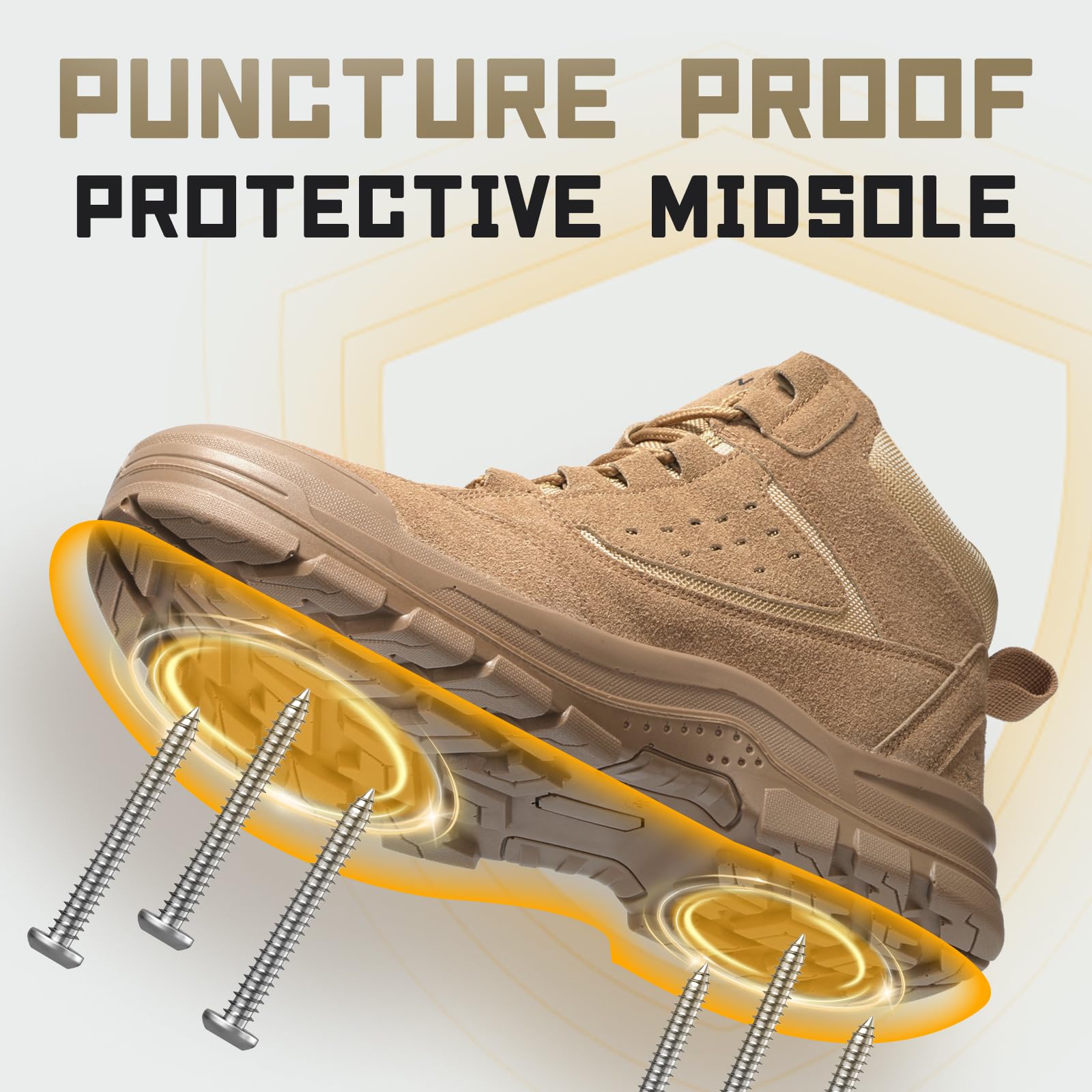 Furuian Steel Toe Boots for Men Women Comfortable Lightweight Work Boots for Men Slip Resistant High Top Steel Toe Safety Shoes Puncture Proof Indestructible Construction Shoes