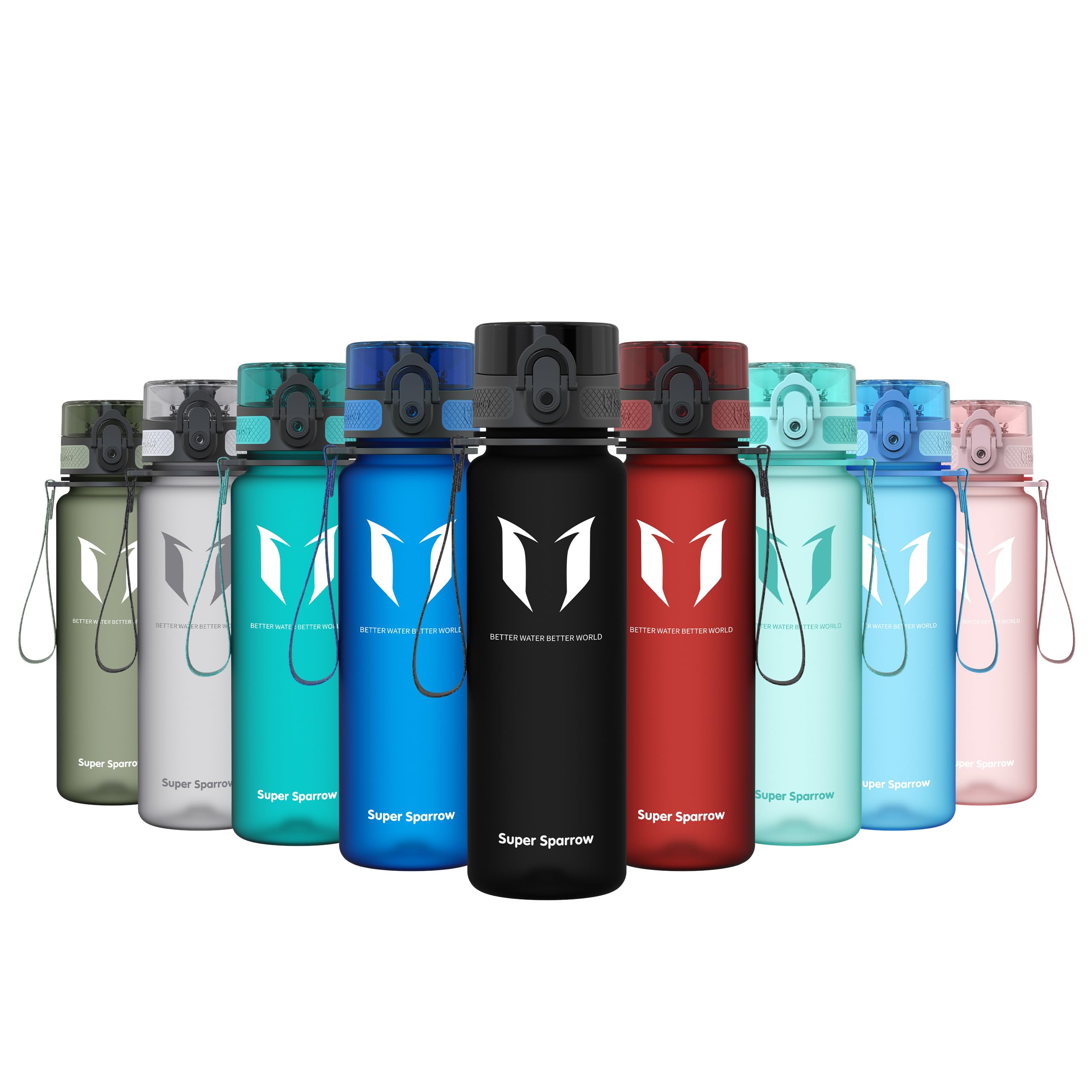 Super Sparrow Sports Water Bottle - 500ml - Non-Toxic BPA Free & Eco-Friendly Tritan Co-Polyester Plastic - For Running, Gym, Yoga, Outdoors and Camping