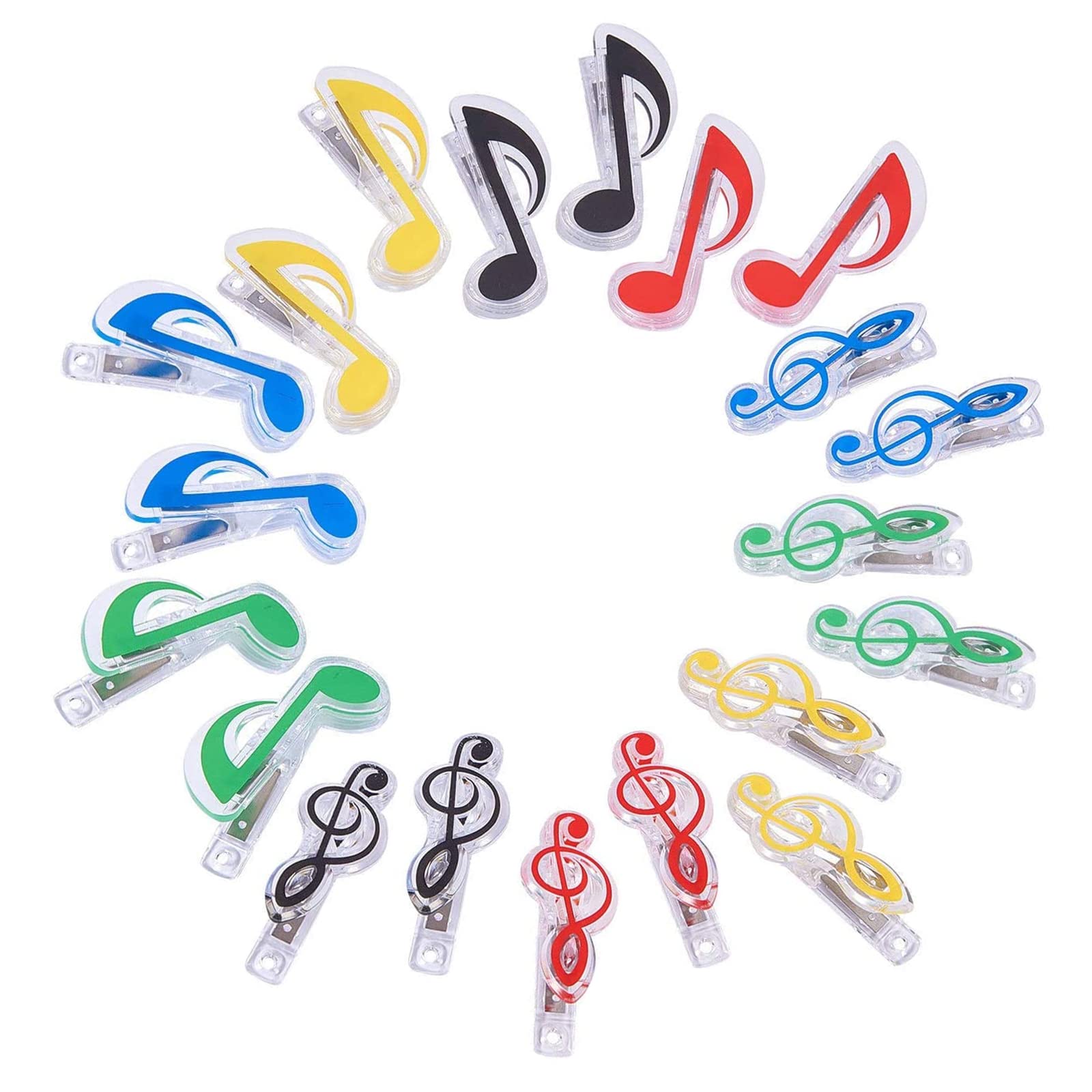 WANDIC Music Clips, 20 Pieces Plastic Music Stand Sheet Book Page Clip Transparent Music Stationary for Sheet Music Book Holder, Mixed Color 5