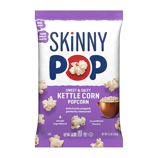 SKINNYPOP POPCORN, SWEET & SALTY KETTLE, WHOLE GRAIN, DAIRY-FREE SNACK, 5.3OZ BAG