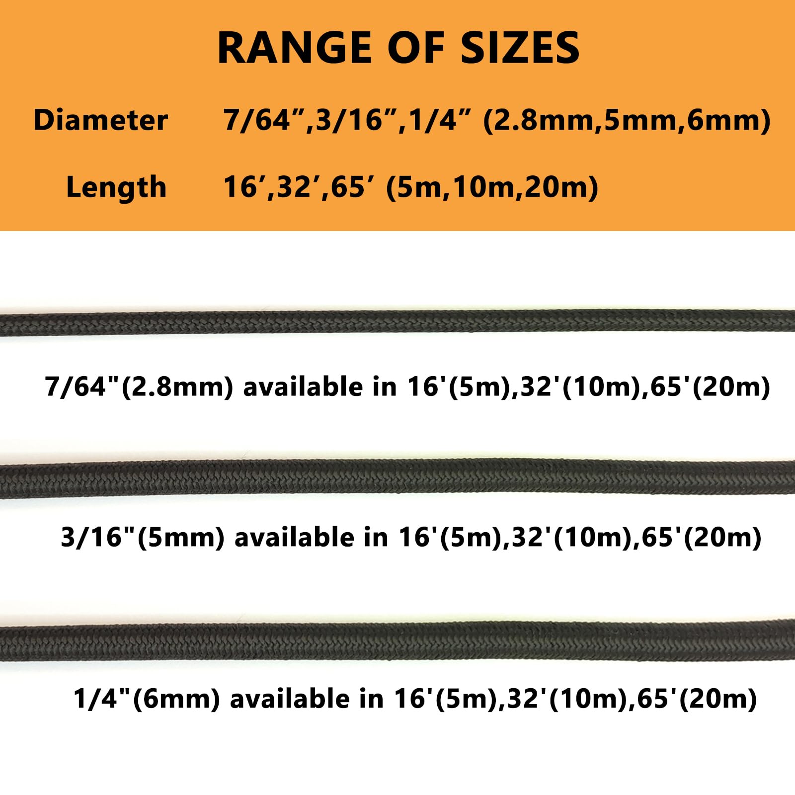 LUYADIN 1/4" x 16' Marine Grade Bungee Cord Elastic