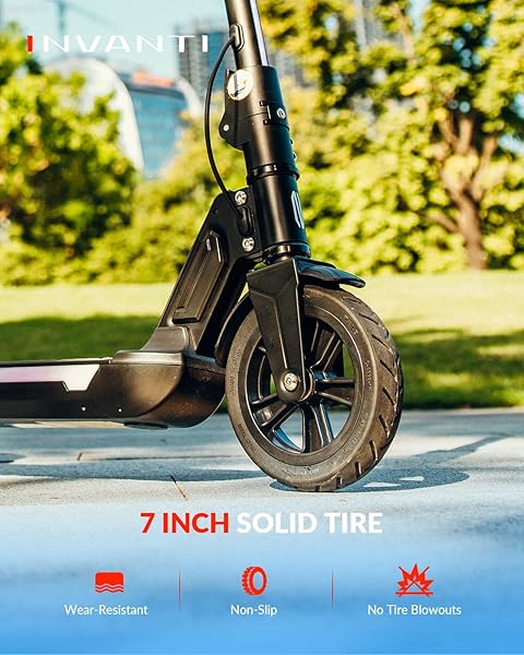 INVANTI KS03 ELECTRIC SCOOTER FOR KIDS AGES 8+, 350W PEAK MOTOR, MAX 12MPH & 10MILES, 7″ SOLID WHEEL, LED LIGHTS & DISPLAY, DOUBLE BRAKING, KIDS ELECTRIC SCOOTER WITH 3 ADJUSTABLE SPEEDS & HEIGHTS