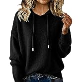 Cashmere Sweaters for Women Fall Winter Cozy Lightweight Hooded Pullover Oversized Casual Long Sleeve Soft Knit Sweater