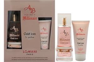 Lomani AB Spirit Millionaire Le Parfum Gold Icon for Women - 2 Pc Gift Set 3.3oz EDP Spray, 3.3oz Body Lotion