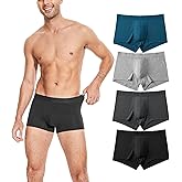 KNITLORD Men's Breathable Underwear Bamboo Viscose Boxer Briefs Short Leg Trunks 3 or 4 Pack