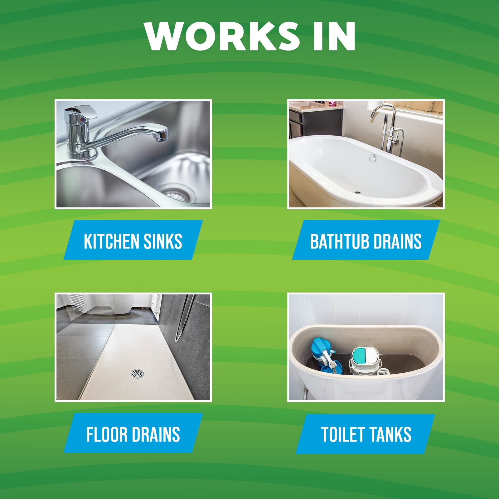 Green Gobbler Drain Cleaner & Deodorizer FRESH SCENT Sticks for Toilet