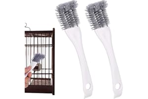 PENITUE 2pcs Bird Cage Cleaner with Long Handle, Bird Cage Brush Droppings Removal Tool for Small Animals Remover Parrot Bath Perches Cleaning Accessories