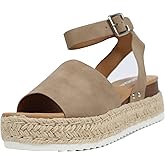 Soda Women's Open Toe Halter Ankle Strap Espadrille Sandal, Natural Nubuck, 6