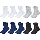 Girls Crew Socks Seamless Boys School Uniform Dress Socks Kids Breathable Cotton Quarter Sock 10 Pairs