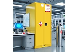 POWKOL 392 Gal Flammable Storage Cabinet - Double Layer Alloy Steel with 3-Point Locking System & Adjustable Galvanized Shelves for Industrial and Laboratory, Big Metal Cabinet for Flammable Liquid Storage