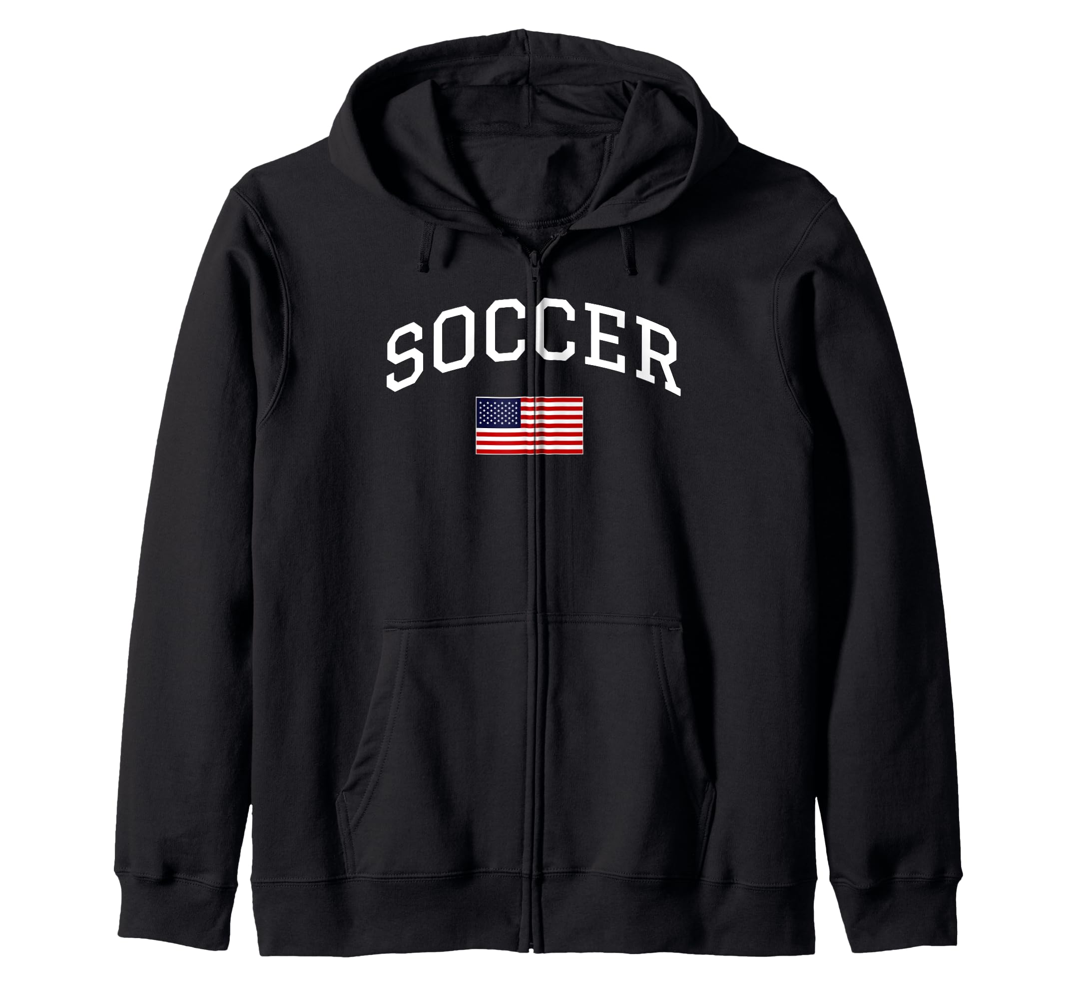 Soccer Text Arch American Flag USA Zip Hoodie