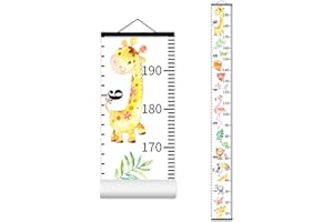 ASENART Growth Chart for Kids Roll-up Height Chart for Boys Girls Fabric Canvas Animal Height Measurement Ruler for Nursery Room Removable Wall Decor 79"x7.9"