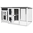PawHut 63" Outdoor Chicken Coop Wooden, Chicken Cage with Run Area, Nesting Box, Hen House with Waterproof Roof, Removable Tray