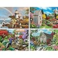 Bits and Pieces – 4-in-1 Multi-Pack - 1000 Piece Jigsaw Puzzles for Adults – 1000 pc Puzzle Set Bundle by Artist Alan Giana - 20" x 27"