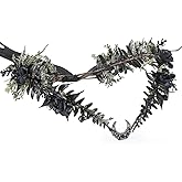 MOSTORY Gothic Black Flower Crown - Goth Floral Headpiece for Dark Fairy Accessories Women Halloween Cosplay Renaissance