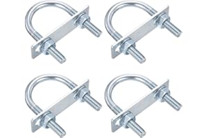 DTGN M10x46x85mm U Bolts Round Kit - 4Set - Carbon Steel U-Bolt Kit with Nuts, Washers, Frame Plate - Good for Pipe, Trailer,