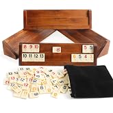 Wahartoly Rummy Cube Game - Large Luxury Rummy Game Set，with 4 Large Wooden Racks and 106 Tiles，4 Player Edition