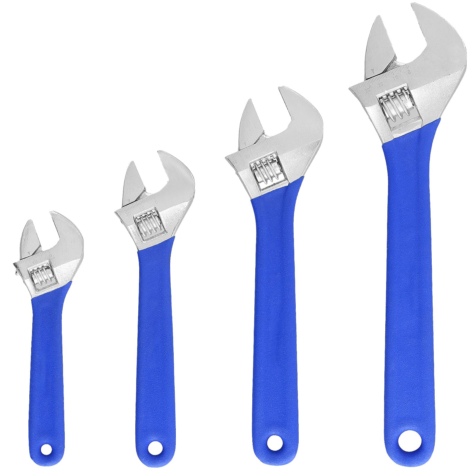 HEIHAK 4 Pieces Adjustable Spanners Set, Multi-Function Activity Wrench with Scale, Heavy Duty Spanners 6/8 /10/12 Inch