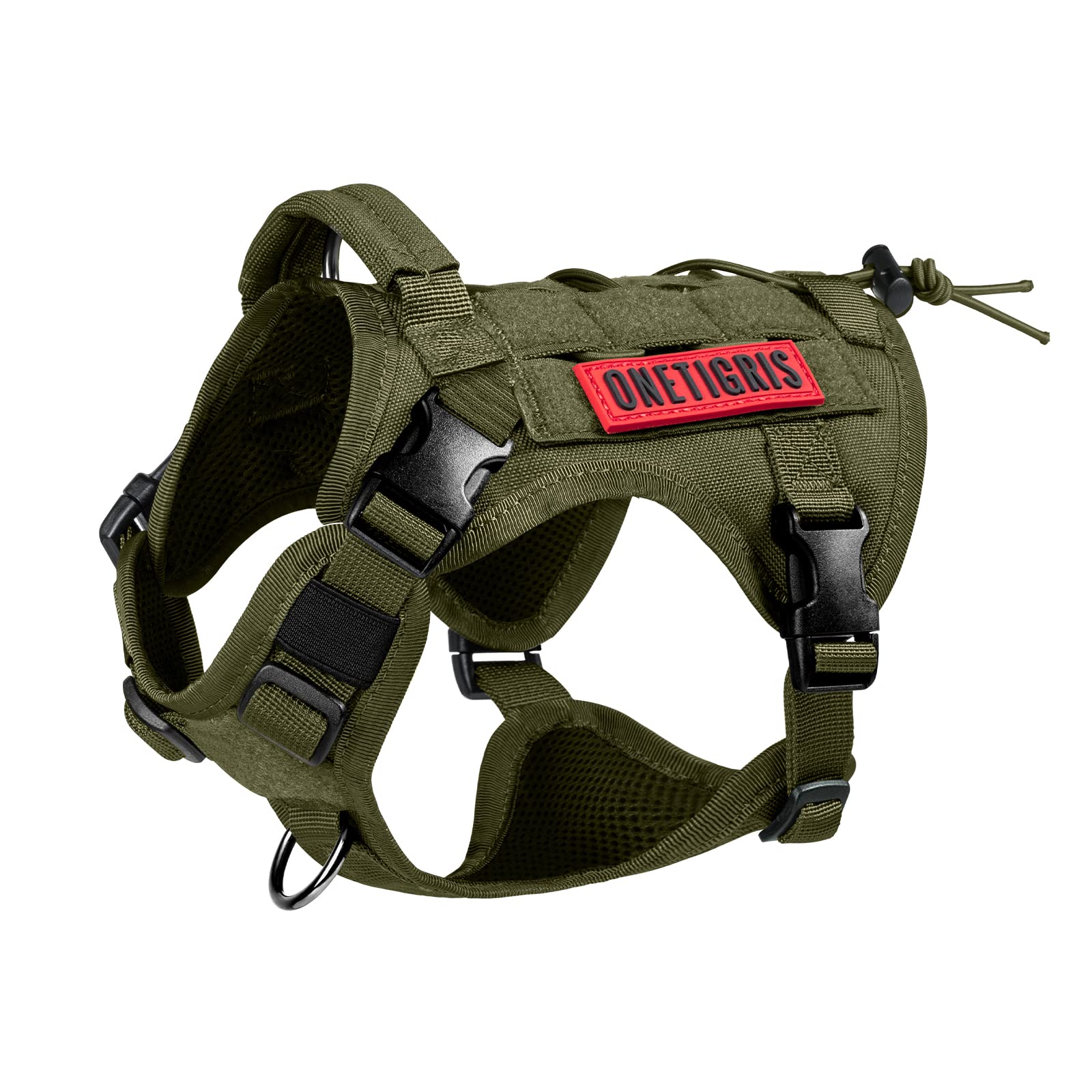 OneTigris Tactical Dog Harness Vest,No-Pull Service Dog Vest with Hook & Loop Panels,Adjustable Dog Vest Harness for Walking Hiking Training(S, Green)