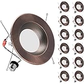 ZYC Oil-Rubbed Bronze 6 Retrofit LED Recessed Lighting, 6 Inch 12 Pack Dimmable Retrofit LED Recessed Lighting Damp Rated Can