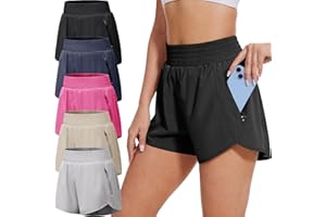 BALENNZ Women's Athletic Workout Shorts with Zipper Pockets Activewear Elastic Waist Gym Running Shorts