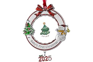 LIFE&FOOT Christmas Tree Ornaments 2.5 inch Picture Frame Memorial Hanging Pendant Forever&Always Metal Photo Frame Insert fo