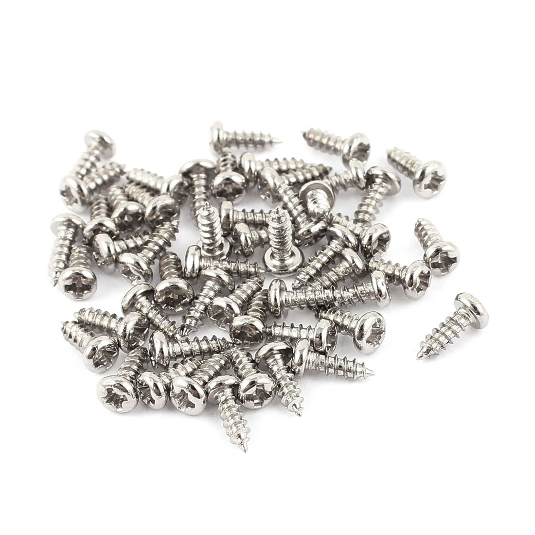 sourcing map 50 Pcs M2 x 6mm Stainless Steel Phillips Round Head Self Tapping Screws Bolts