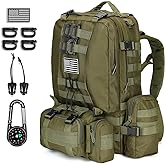 CALUOMATT Large Military Tactical Backpack for Men, 40-50L Backpacks for Women, Bug out Bag Army 3 Days Pack Bags Rucksack wi