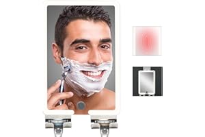 SUUPVAOR Heated Shower Mirror Fogless for Shaving, Lighted Fog Free Shaving Mirror for Shower, Rechargeable Anti-Fog Shower Mirror with LED Light, 8X5.5inch, Adjust Brightness, with 2 Razor Holders